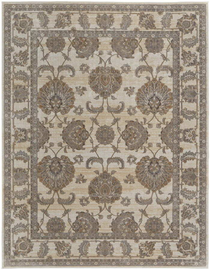 4′ x 6′ Tan Ivory and Brown Power Loom Area Rug