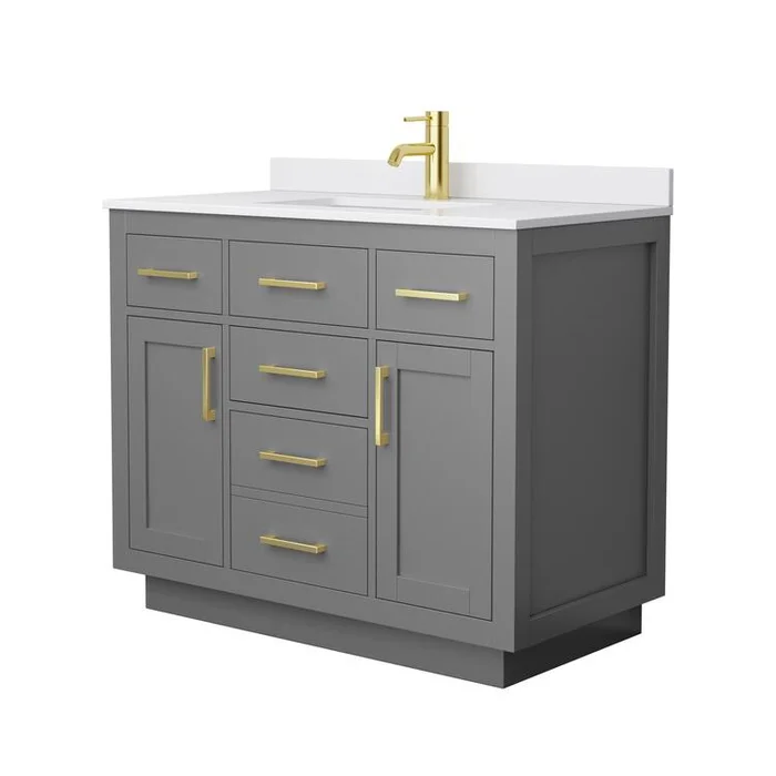 42 Dark Gray Bathroom Vanity with Cultured Marble Countertop