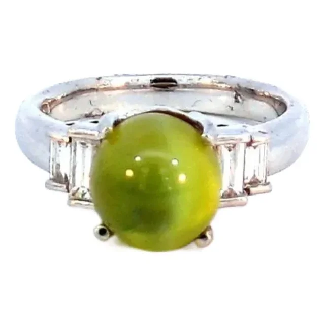 5.42 Carat Cats Eye Diamond Platinum Ring, Size 5