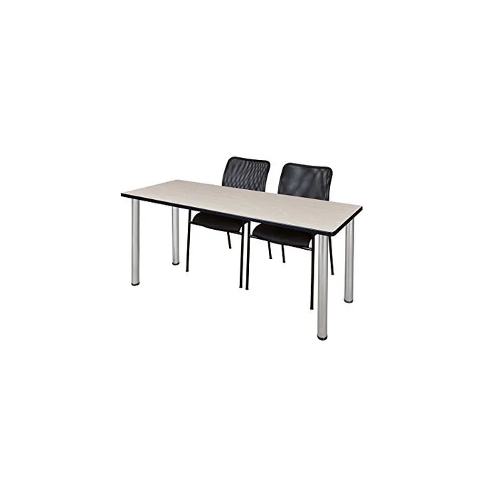 66 Maple Training Table Chrome Frame & Black Stack Chairs Set – Regency Seating