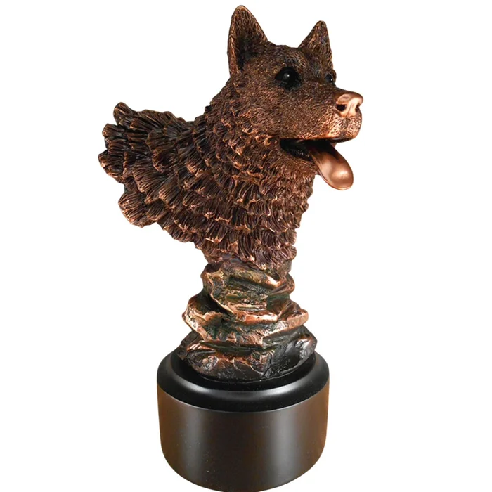 7.5″ Wolf Head Bust Statue – Bronze Finish