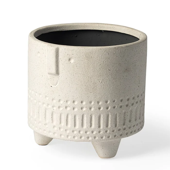 7″ Bohemian Beige Happy Face Tribal Vase