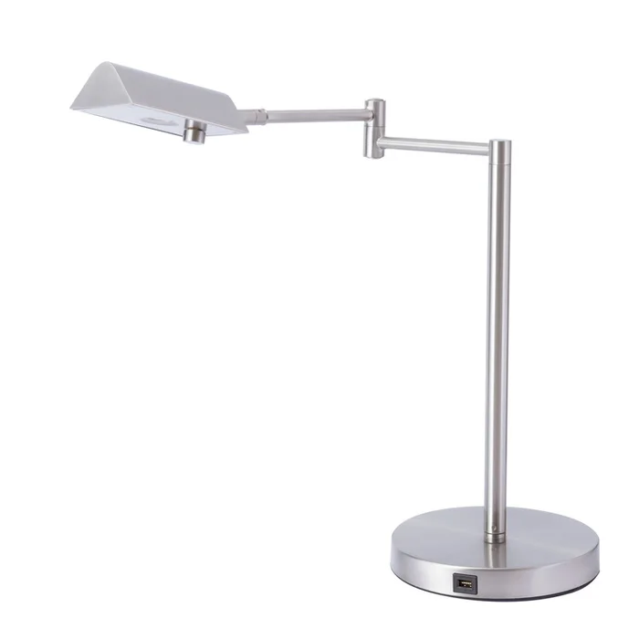 7W LED Desk Lamp Silver Color USB Charging Port – Lite Source