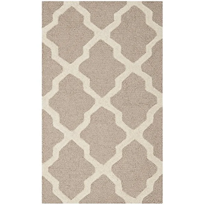 8×5 Beige/Ivory Wool Pile Rug Contemporary Medium Rectangle Design – Safavieh
