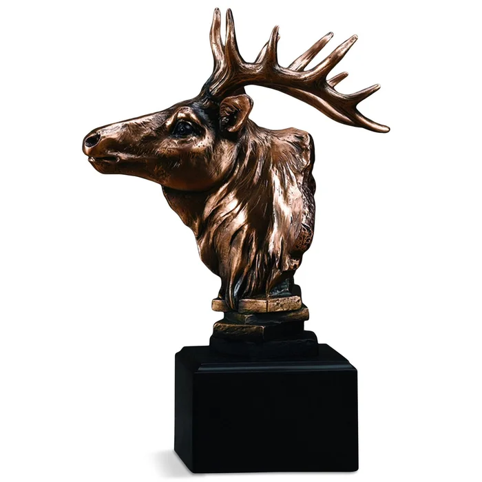 8.5″ Elk Head Statue – Bronze Finish