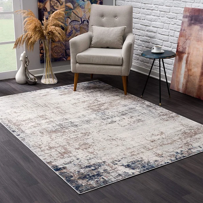 8′ x 11′ Navy Blue Distressed Striations Area Rug