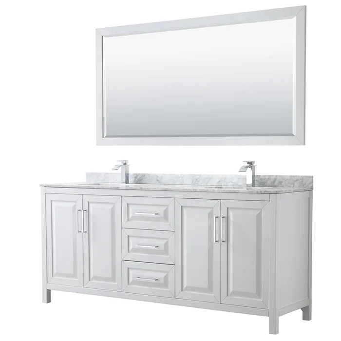 80 Double Bathroom Vanity White Marble & Sinks