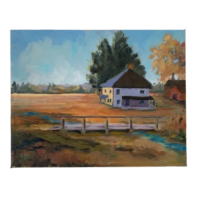 “Cottage on Duxbury Bay”, 11×14 Oil on Stretched Canvas by Sharon Downey.