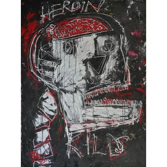 “Heroin Kills” Contemporary Original Large Neo-Expressionist Painting by Sax Berlin