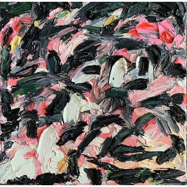 “Juliet” Contemporary Abstract Expressionist Square Oil Painting by Monica Shulman
