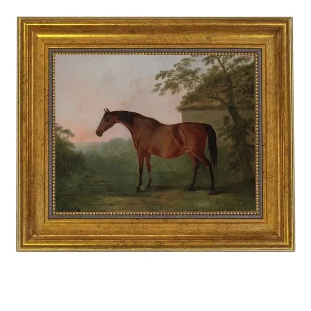 “Juno” After George Stubbs Contemporary Reproduction Print on Canvas, Small Gold Frame, 8 x 10