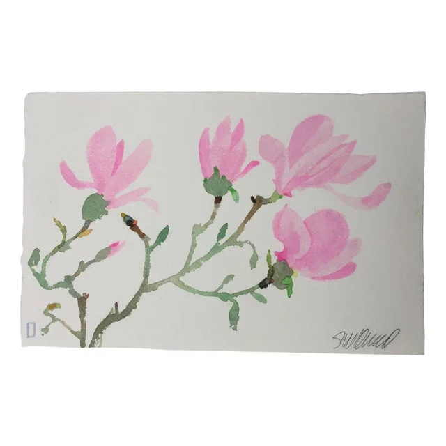 “Pink Magnolia 2” Original Watercolor Painting