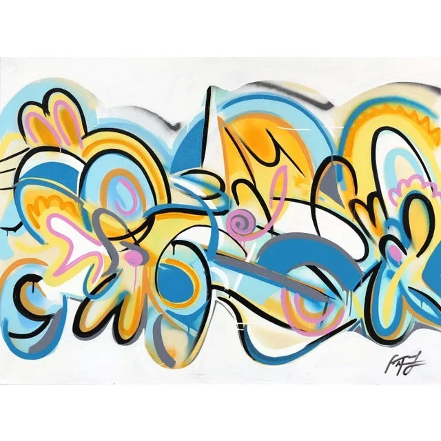 “Sunset Beach” Contemporary Abstract Expressionist Mixed-Media Painting by Frankie Alfonso