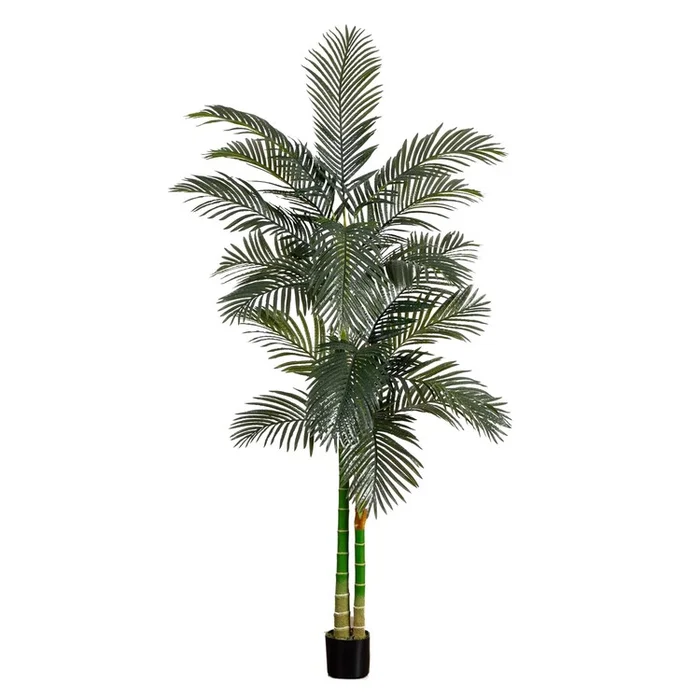 8ft Golden Cane Palm Artificial Silk Tree Indoor Outdoor Decor – Nearly Natural