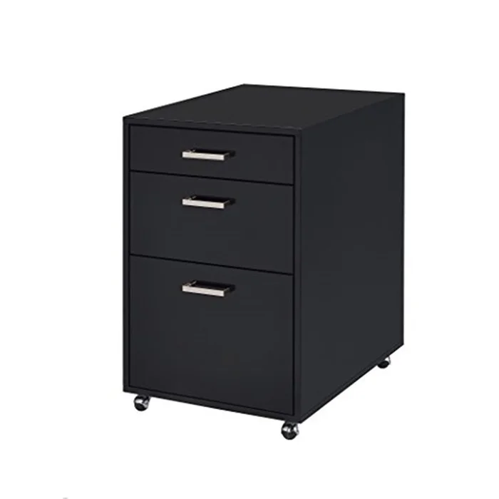 ACME Coleen File Cabinet, Black High Gloss & Chrome