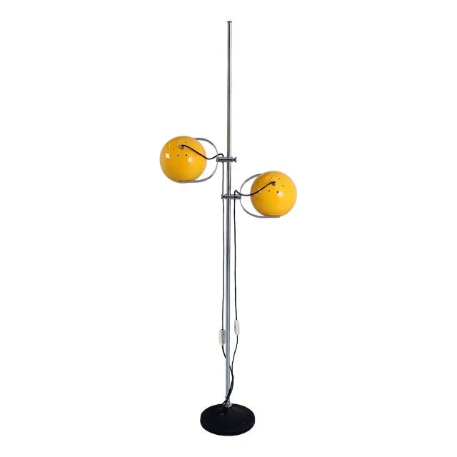 Adjustable Dark Yellow Double Globe Floor Lamp from Herda, 1970s