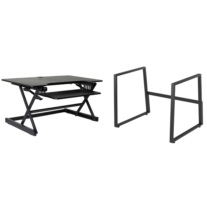 Adjustable Standing Desk Bundle Black 40 Gas Spring Assist Keyboard Tray
