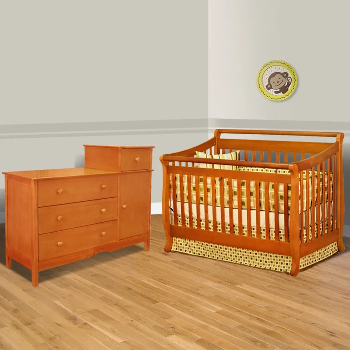 AFG 2 Piece Nursery Set – Amy Convertible Crib and Molly Combo Dresser in Pecan