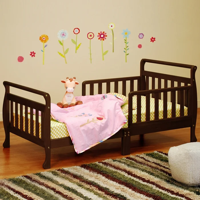 AFG Athena Anna Sleigh Toddler Bed with Safety Rails in Espresso