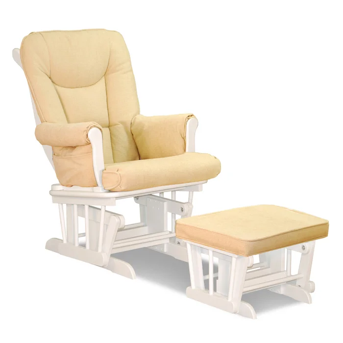 AFG Sleigh Glider Chair with Matching Ottoman in White