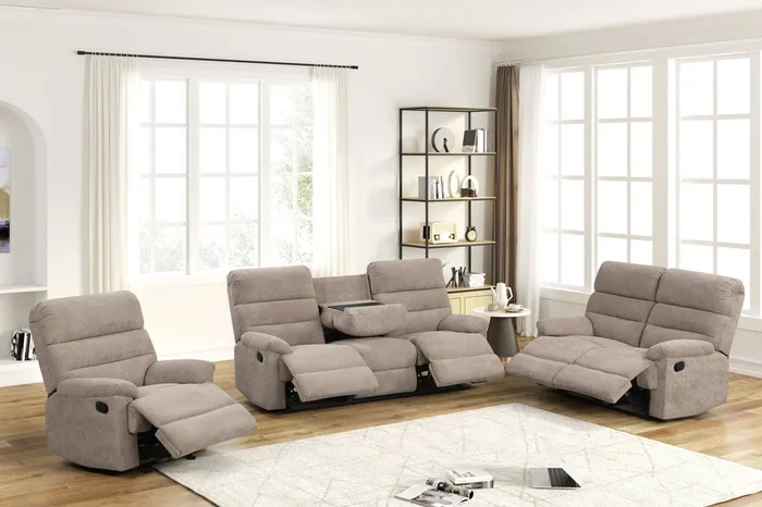 Albert Mocha/Brown Fabric Reclining Living Room Set