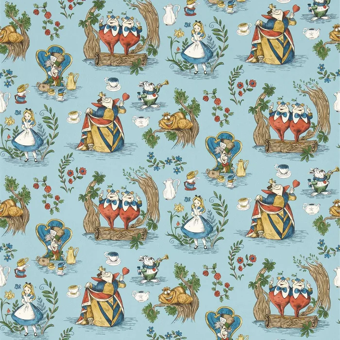 Alice In Wonderland Wallpaper – Puddle Blue – DDIW217286 – Sanderson