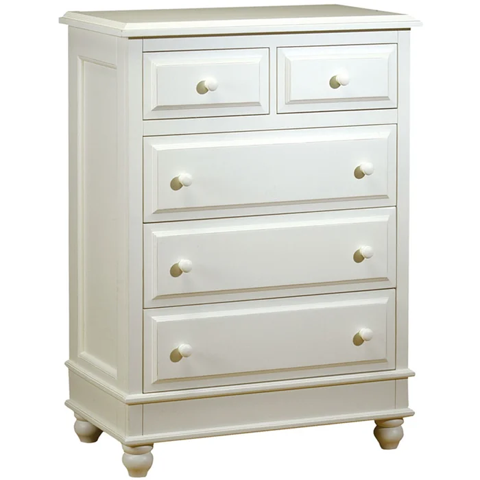 Alligator Monterey Collection 5 Drawer Chest in Distressed White