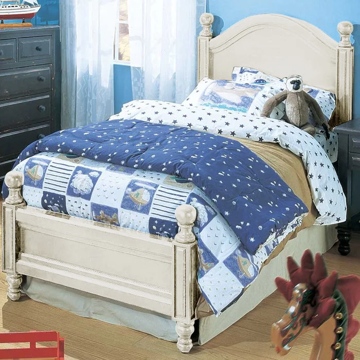 Alligator Monterey Collection Twin Bed in Distressed White