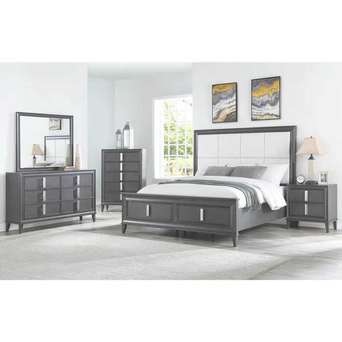 Alpine Furniture Lorraine 6 Drawer Dresser, Dark Grey