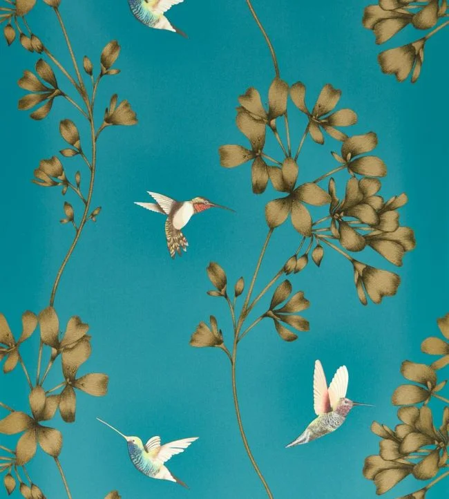 Amazilia Wallpaper – Teal/Gold – HTEW112604 – Harlequin