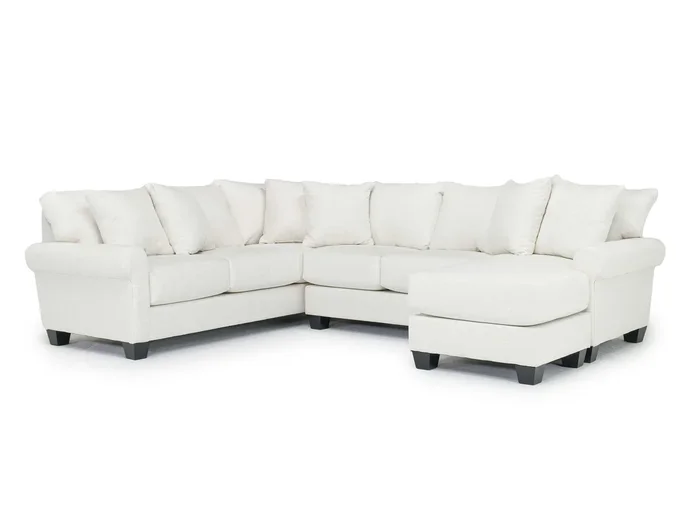 Amelia Crypton Performance Sofa Chaise Sectional in Nomad Snow, Right Facing
