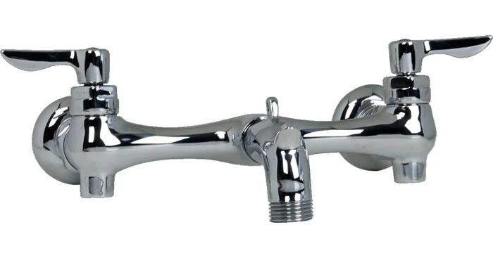 American Standard Double Handle Wall-Mount Service Faucet with Brass Spout and Ceramic Disc