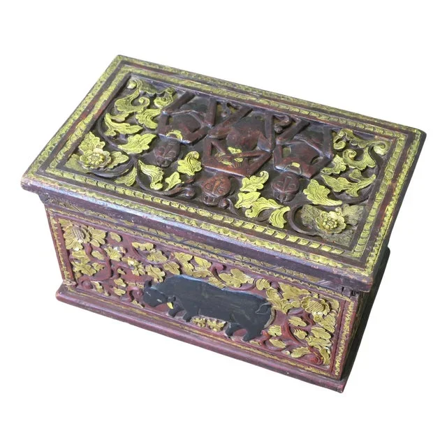 Anglo Indian Gilt and Carved Chest, 1900