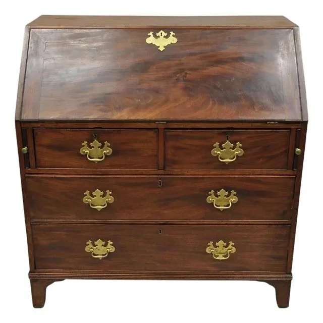 Antique 19th C. Chippendale George III Mahogany Slant Front Secretary Desk