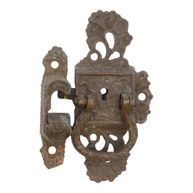 Antique Art Nouveau Bronze Right Swing Ice Box Latch