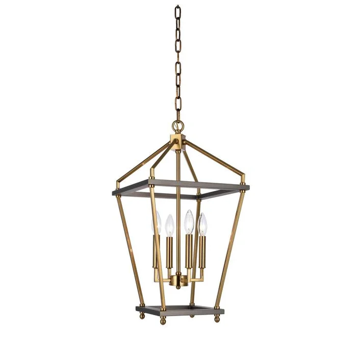 Antique Brass Ceiling Lantern Fixture, Adjustable Metal Frame – Bethel International