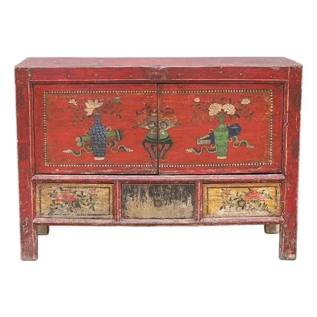 Antique Chinese Painted Hall Cabinet