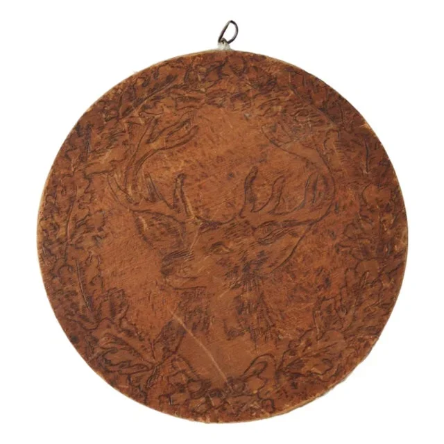 Antique Deer Pyrography Wall Art