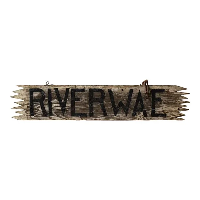 Antique Hand-Painted Wood “Riverwae” Sign, Circa 1920s