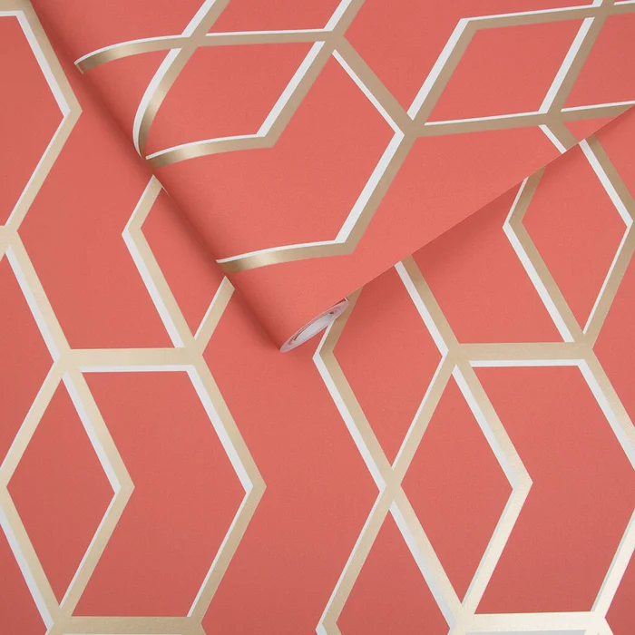 Archetype Wallpaper – Coral & Gold