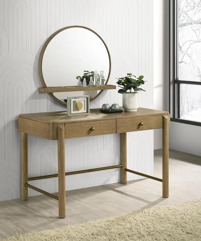 Arini Sand Wash 2-piece Makeup Vanity Table and Mirror Set