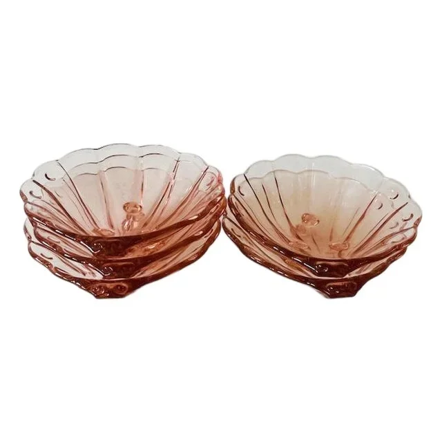 Art Deco Bowls Shell Shape Rosaline Box from Hermanova-Hut, 1930s, Set of 5