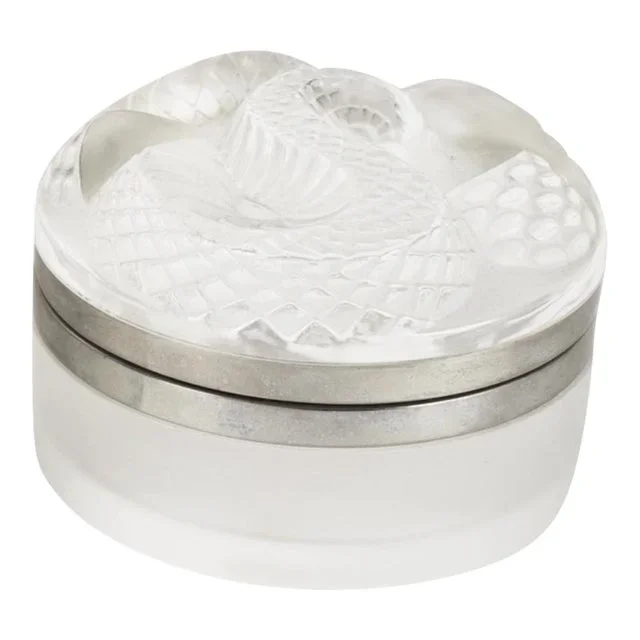 Art Deco Style Lalique French Art Glass Serpent Snake Boxe