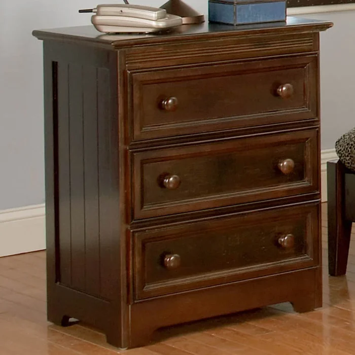 Atlantic Furniture Manhattan 3 Drawer Night Stand in Antique Walnut