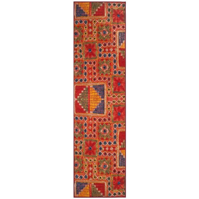 Aztec Orange Power Loomed Nylon Pile Rug 2’x8 Rectangle Runner – Safavieh