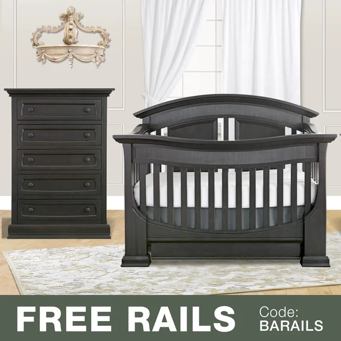 Baby Appleseed 2 Piece Nursery Set – Chelmsford 3-in-1 Convertible Crib and Davenport 5 Drawer Tall Dresser in Brown Slate