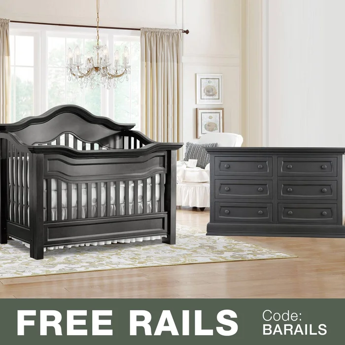 Baby Appleseed 2 Piece Nursery Set – Millbury 3-in-1 Convertible Crib and Davenport Double Dresser in Brown Slate