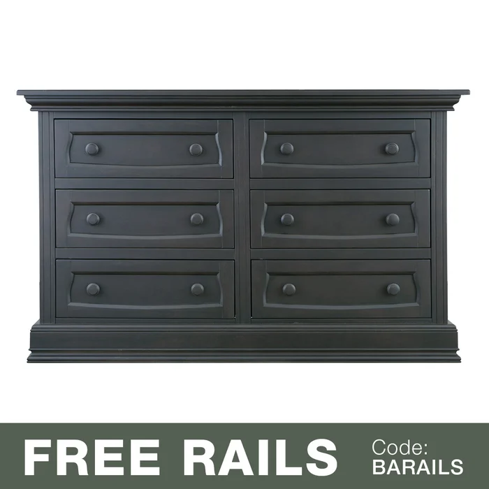 Baby Appleseed Davenport 6 Drawer Double Dresser in Brown Slate