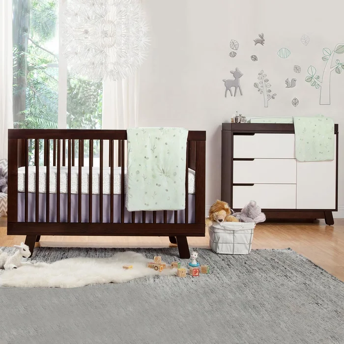 Babyletto 2 Piece Nursery Set – Hudson 3-in-1 Convertible Crib and Hudson Changer Dresser in Two Tone Espresso and White
