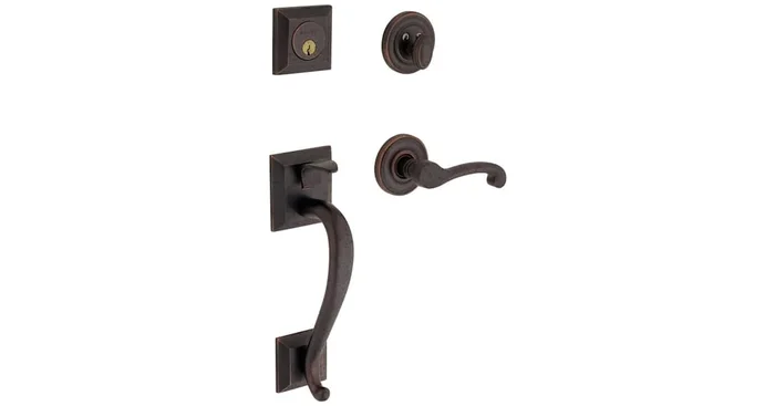 Baldwin Right Handed Madison Double Cylinder Handleset with Classic Interior Lever